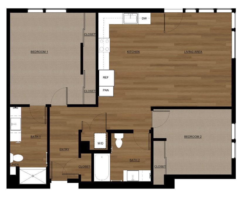 Floor Plan - 2x2 - C