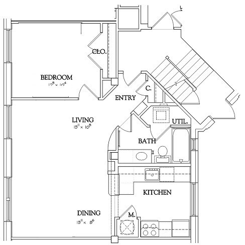 1BR/1BA - 1 Bedroom - Urban