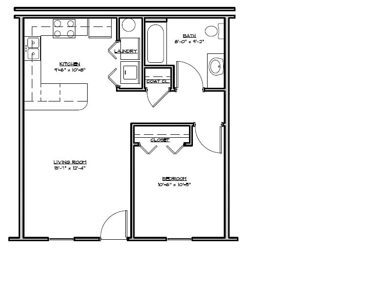 Floor Plan - 1BR/1BA