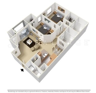 Two Bedroom 884 SqFt - Two Bedroom