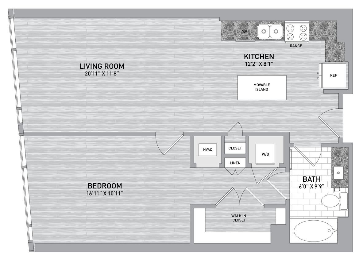 Floor Plan - 1005 P - 1 Bed 1 Bath-A1.5-P