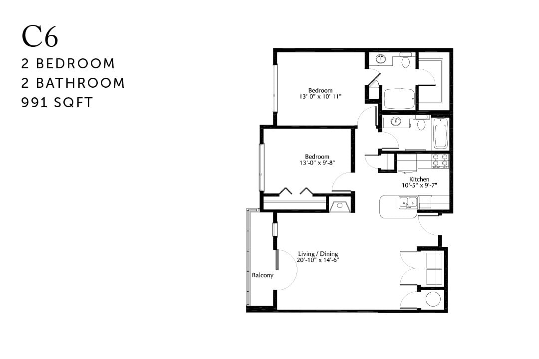 Floor Plan - C6r Two Bedroom Renovated