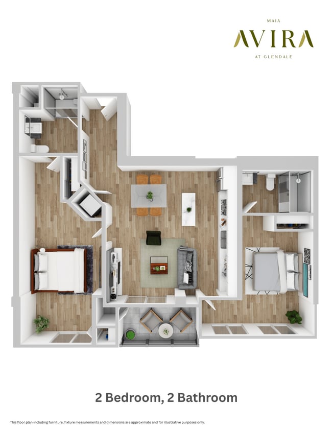 Floor Plan - 2 Bedroom 2 Bathroom (Type C)