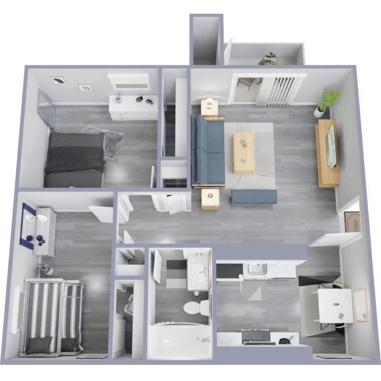 Floor Plan - 2 Bed 1 Bath