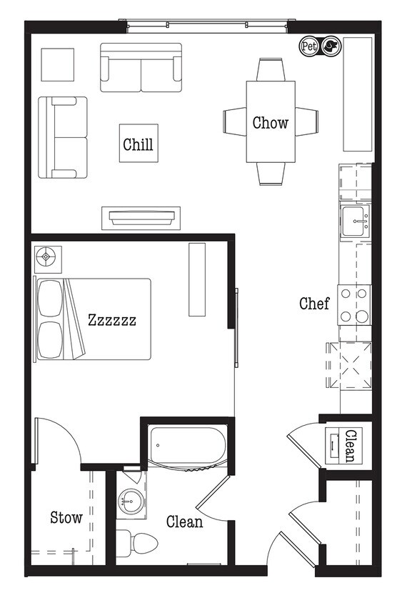 Floor Plan - Urban One Bedroom U2