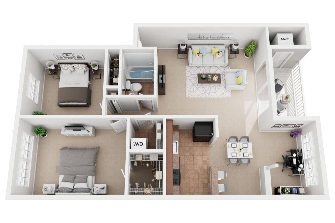 Floor Plan - Two Bedroom One Bath