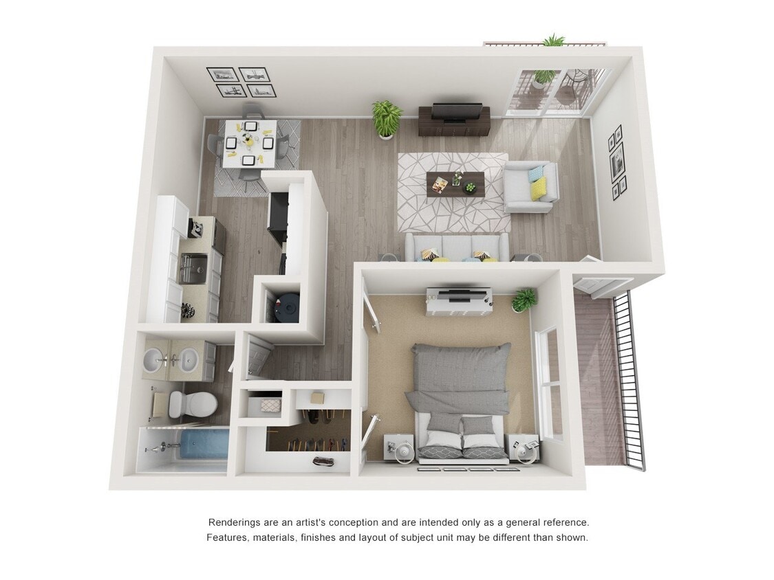 Floor Plan - 1 Bed 1 Bath B