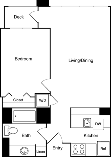 Floor Plan - 1 Bed 507 SE