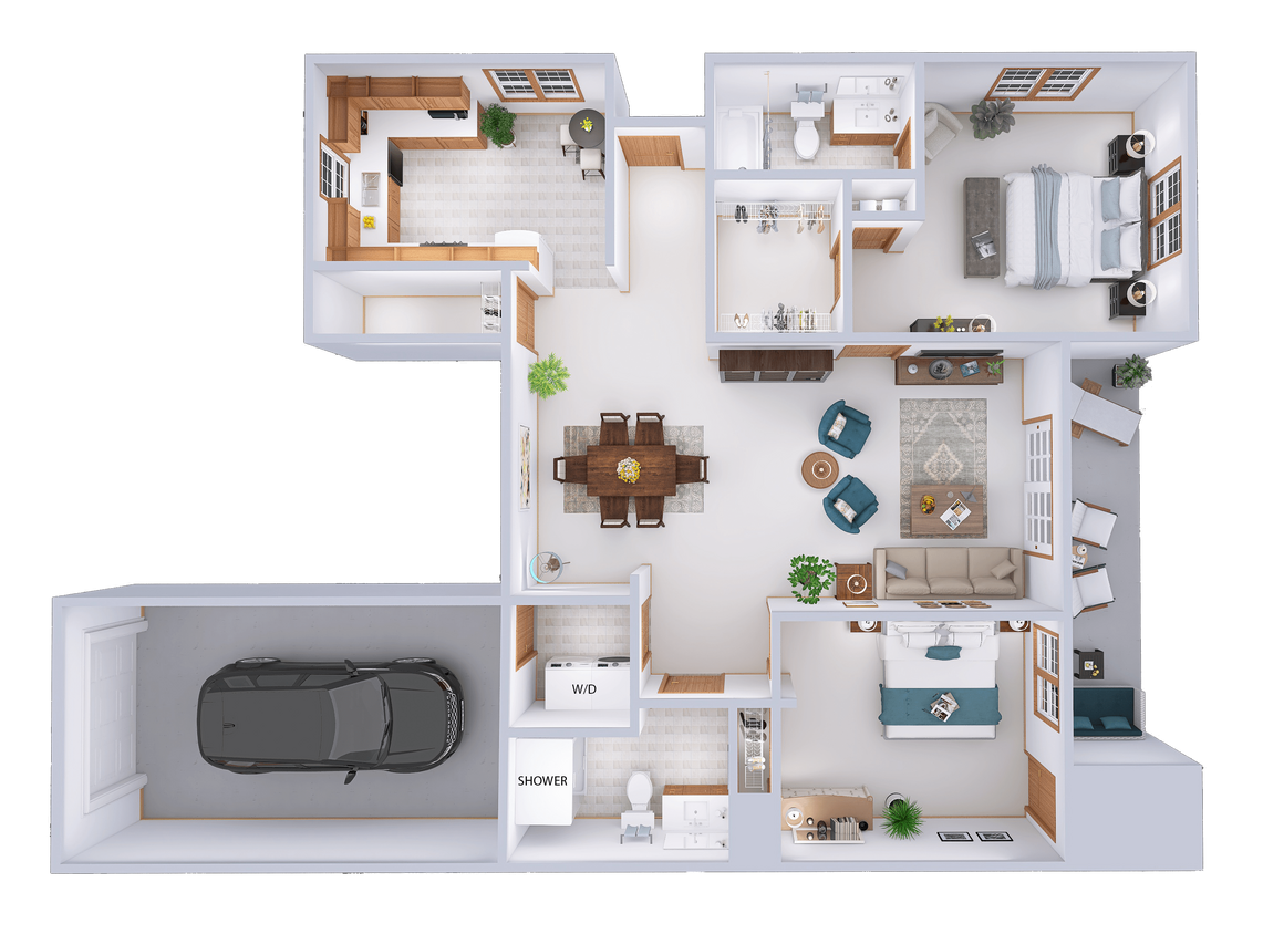 Floor Plan - Village Green - 2 Bed, 2 Bath Lower (A)