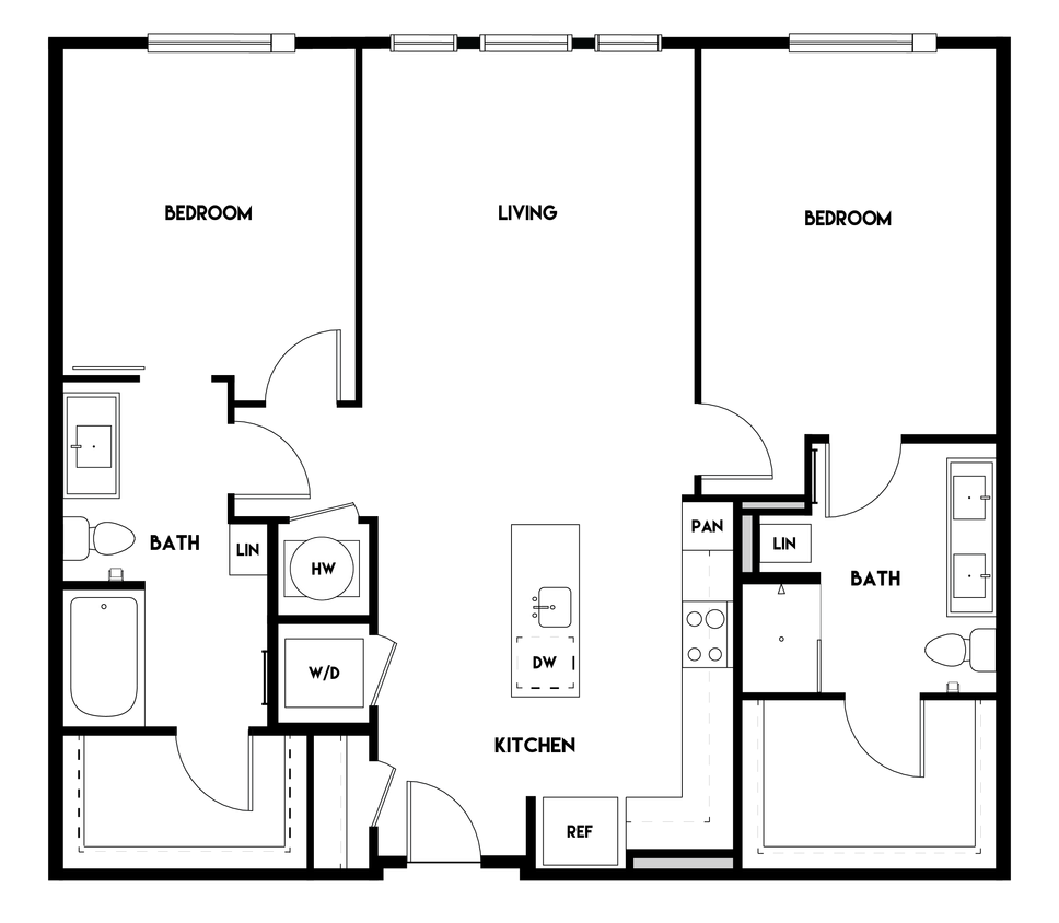 Floor Plan - 2BR 2BA (1154 SF)-B3
