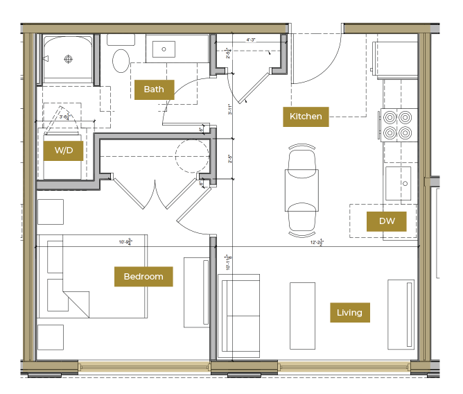 Floor Plan - 1 Bedroom Floor Plan B | Lofts North