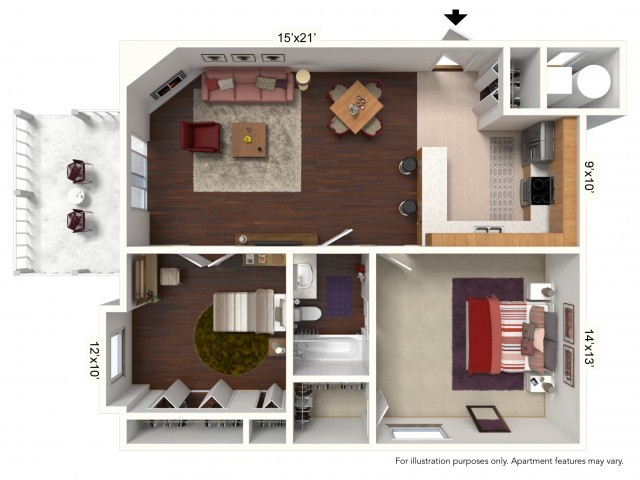 Floor Plan - B Plan - 2 Bed/1 Bath