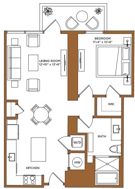 Floor Plan - 1 Bed/1 Bath-E