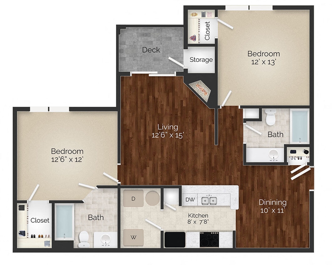 Floor Plan - Two Bedroom - Plan C - Renovated