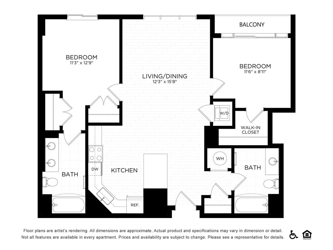 Floor Plan - 2E-A,B | 1055 SF