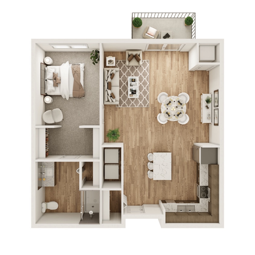 Floor Plan - 1 Bed, 1 Bath - 866 SF - Accessible
