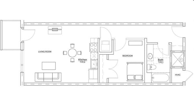 1 Bedroom - 1 Beds, 1 Baths