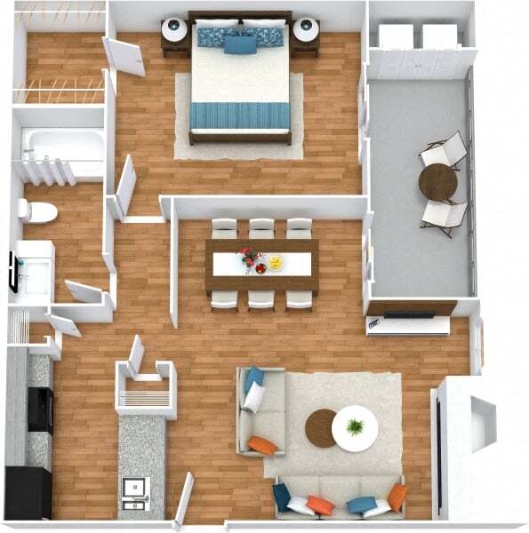 Floor Plan - 1x1 - Adair  A1P