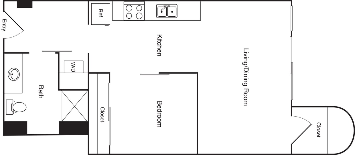 Floor Plan - 1x1 - B