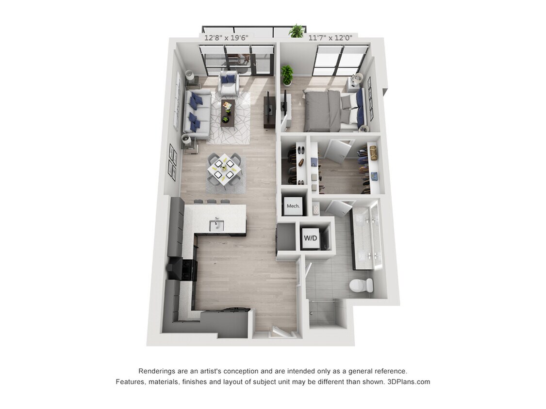 One Bedroom One Bath Penthouse (887 SF) - One Bedroom One Bath Penthouse (887 SF)