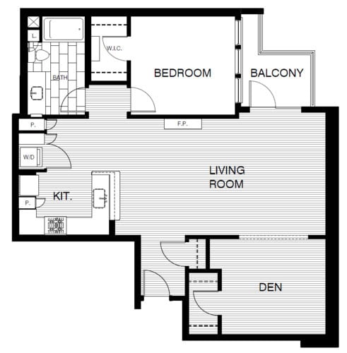 Floor Plan - 1x1 LG den 1053
