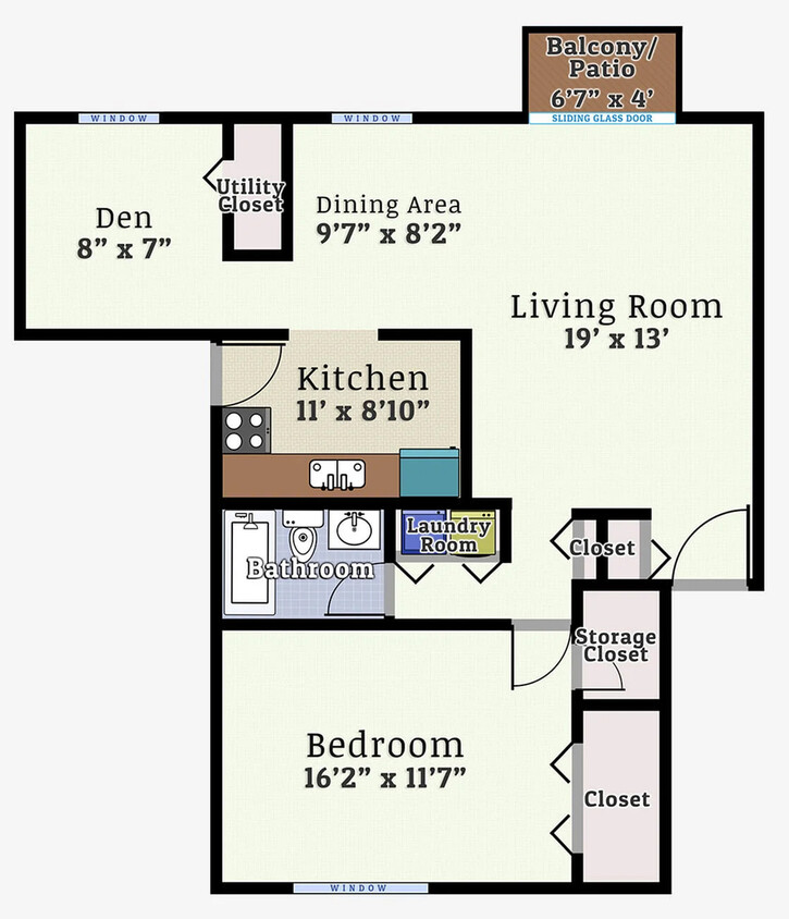 One Bedroom Small Den Garden - One Bedroom Small Den Garden