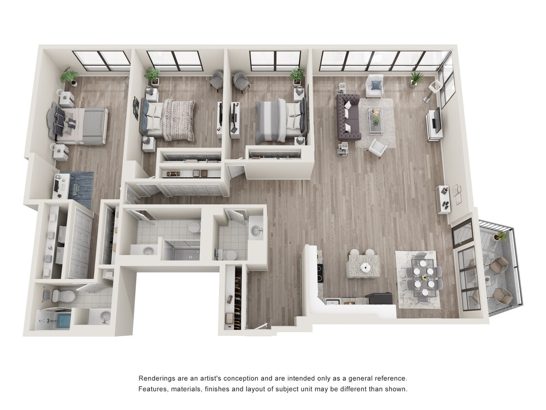 Floor Plan - 3 BED  2.5 BATH BALCONY [C1]