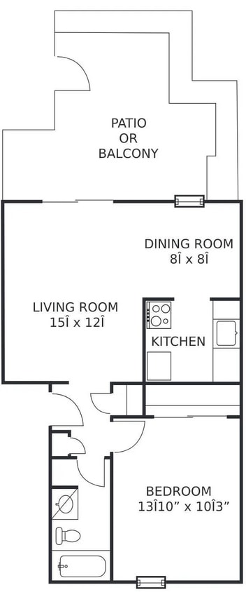 Meridian Lakes Floor Plan - Concord 600 sq. ft..jpg - 1Bed/1Ba-Dn (C)