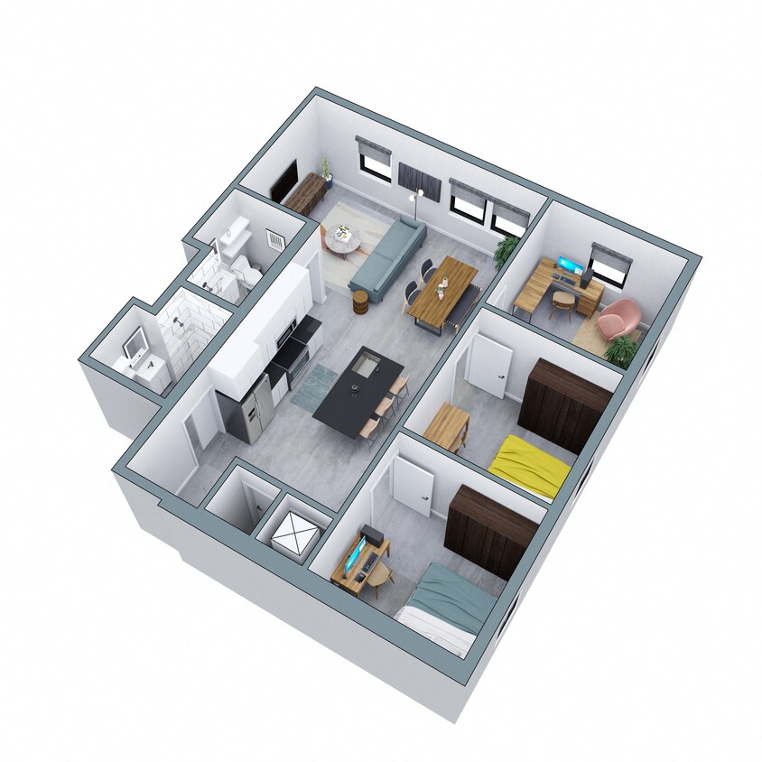 Floor Plan - Furnished Bedroom in 4 Bed 2 Bath  A