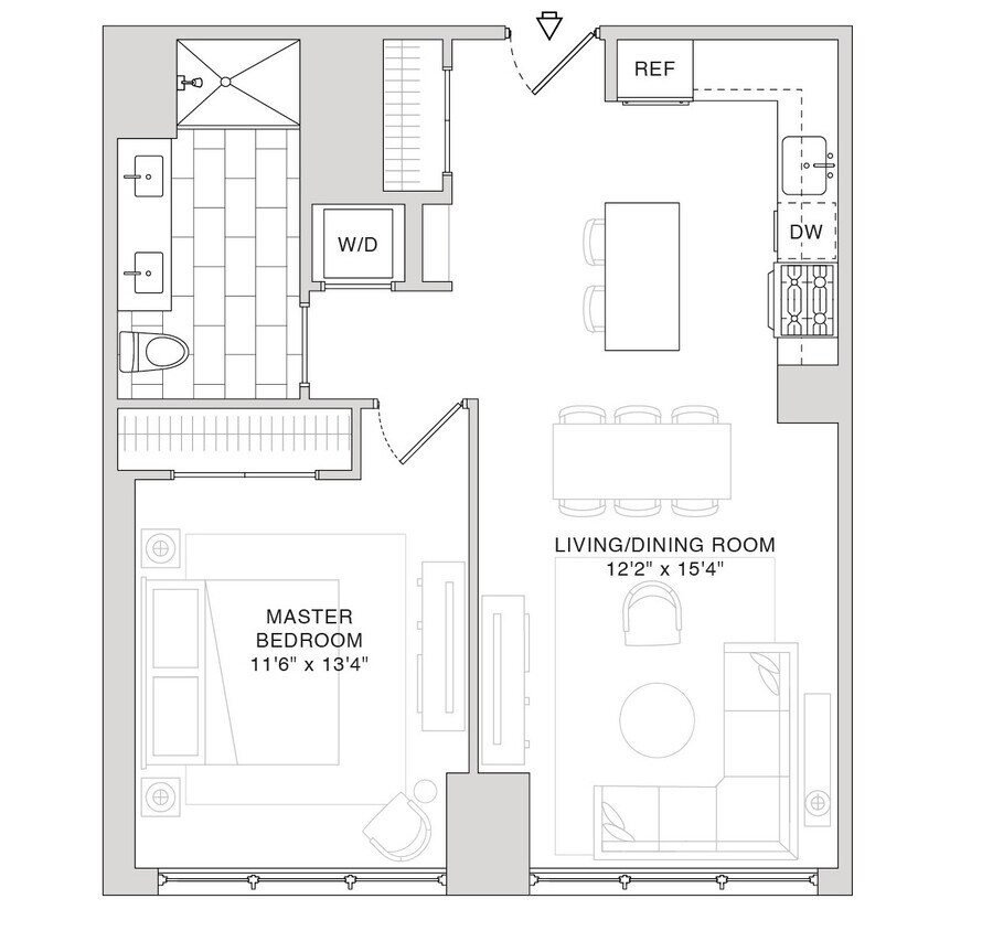 Floor Plan - 1 Bedroom / 1 Bathroom
