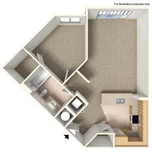 Floor Plan -  1x1 (823-a01)