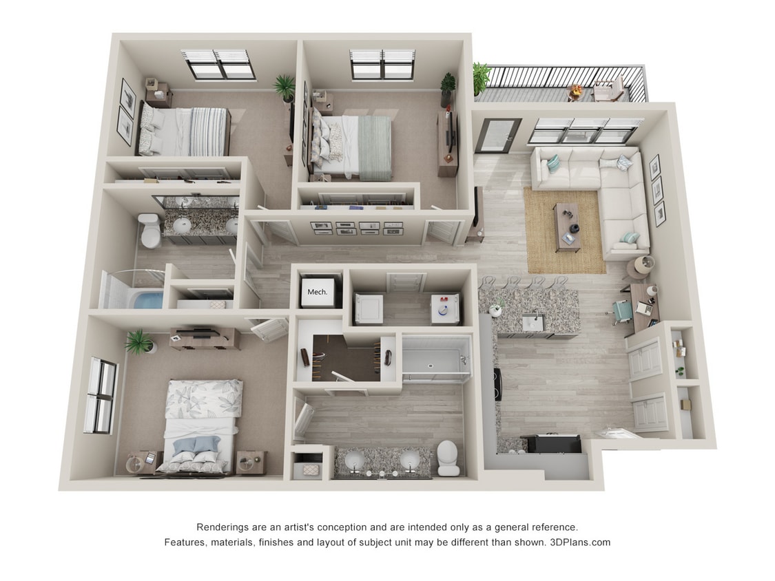 Parkside at East Villages_C1.jpg - C1 - 3 Bedroom, 2 Bathroom
