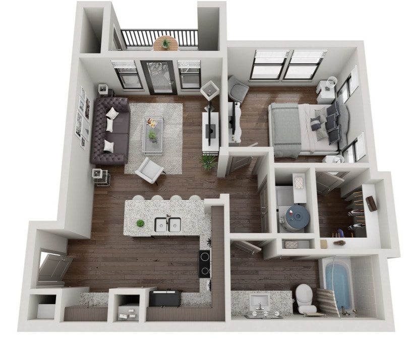 A1a 668 sq. ft. - One-Bedroom (A1a)