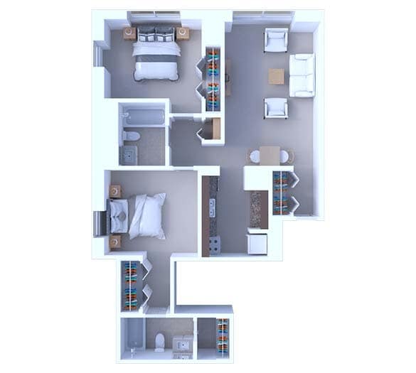 Floor Plan - 2 Bedrooms Floor Plan B2E