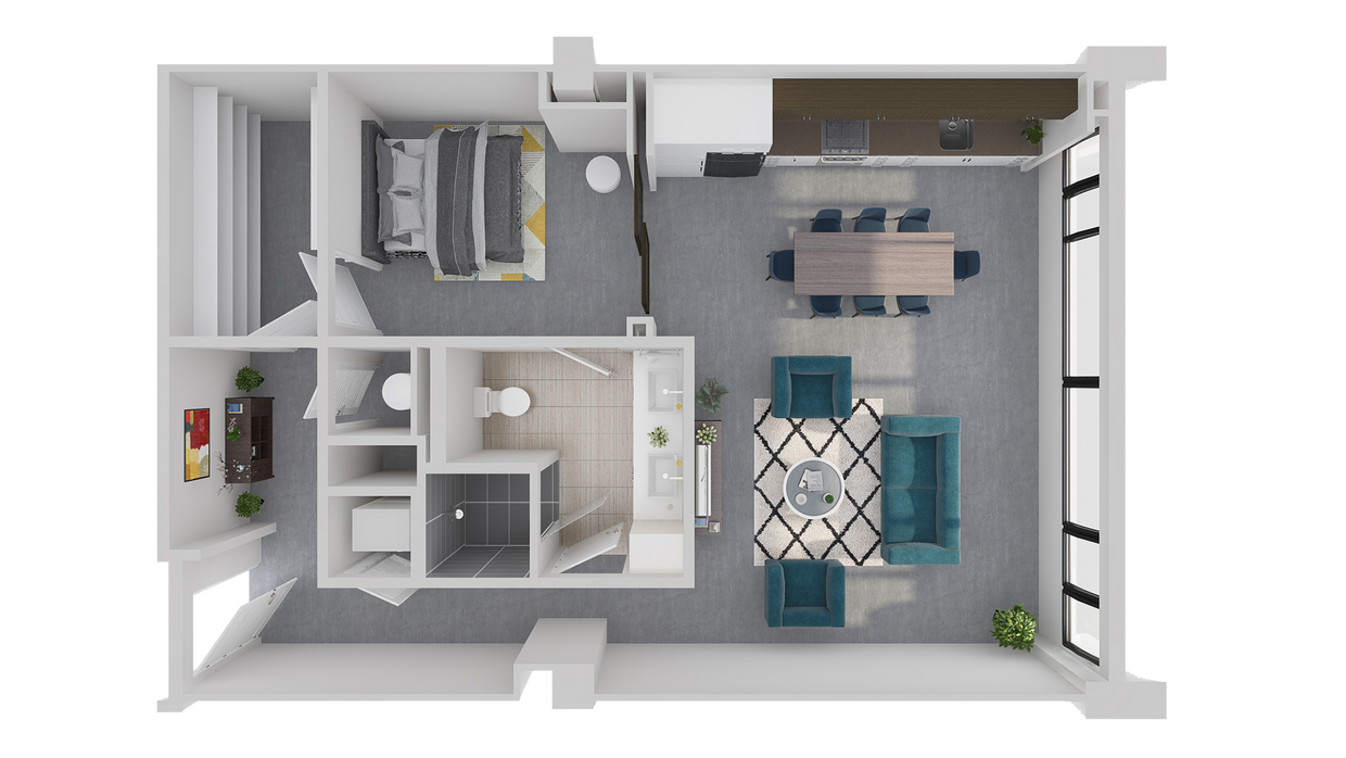 Floor Plan - A8 - 1 Bedroom 1 Bath