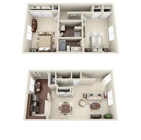 Floor Plan - 2 Bedroom 2.5 Bathroom