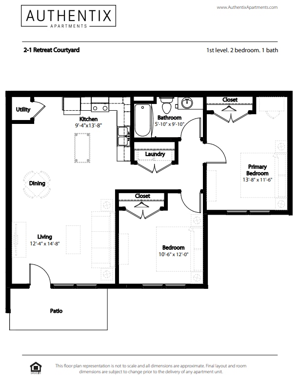Floor Plan - 2-1 BR Retreat Courtyard