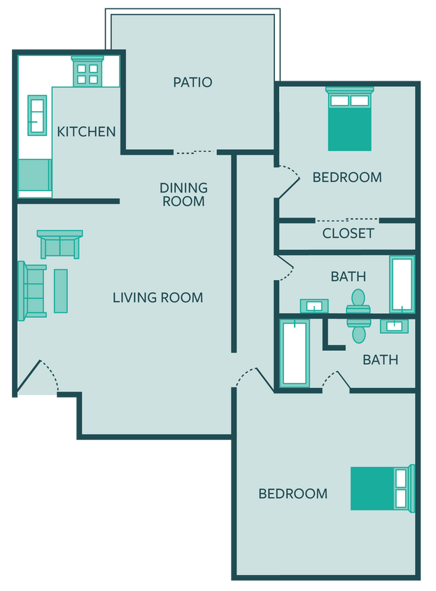 Floor Plan - Economy- 2Bed 2Bath