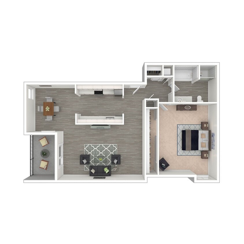 1 BD / 1 BA - 880 SF - Oak