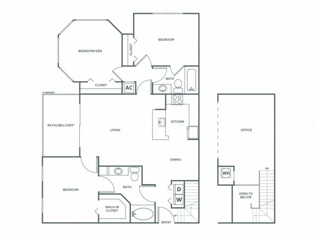 Floor Plan - Three Bedroom Two Bath (1491 SF)