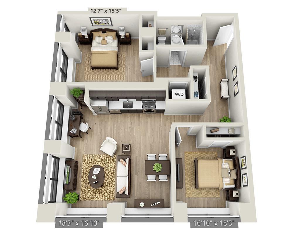 Floor Plan - Two Bedroom B1A