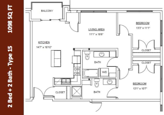 2 bed 2 bath | Apartment in Rochester MN | 501 on First - 2 Bedroom - 2 Bath (Type 15)