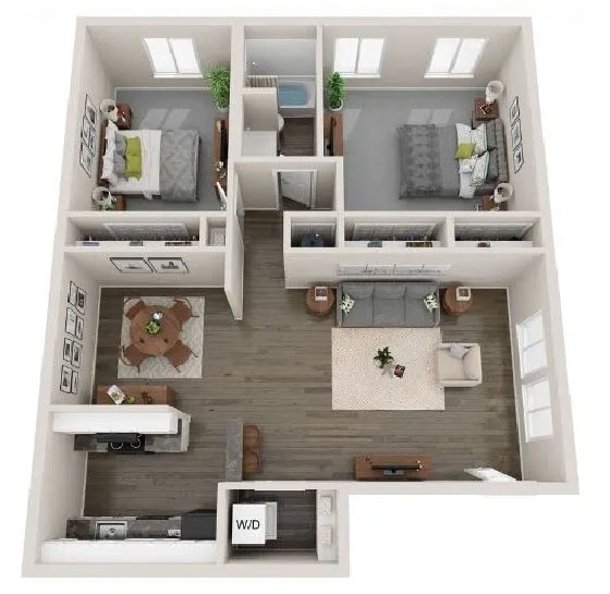 Floor Plan - 2 Bed, 1 Bath DLX | Reno