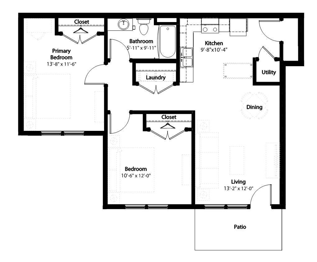 Floor Plan - 2-1 BR Horizon Courtyard