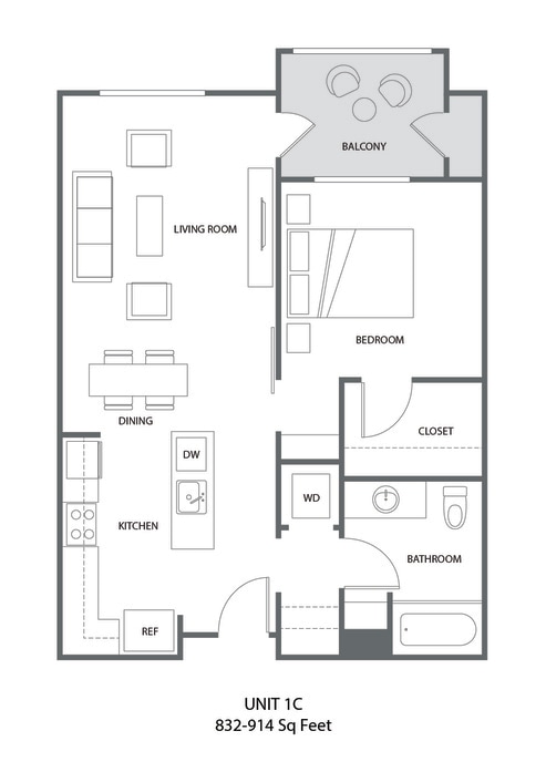 Floor Plan - ONE BEDROOM C