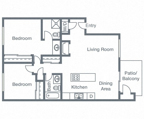 Floor Plan - 2 Bedrooms, 2 Bathrooms 