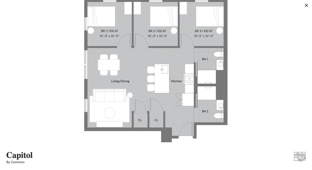 Floor Plan - Furnished Bedroom 4 Bed 2 Bath  C