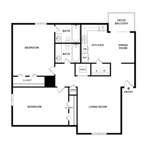 Floor Plan - 2 Bedroom 2 Bathroom