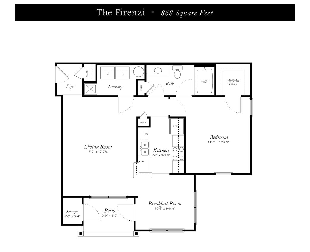 Floor Plan - Firenzi 1BR 1BA