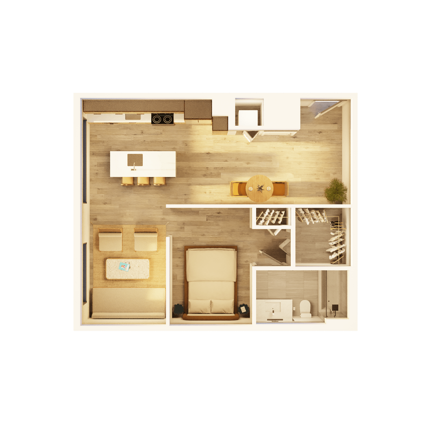 Floor Plan - West Jr 1 BR Sunset